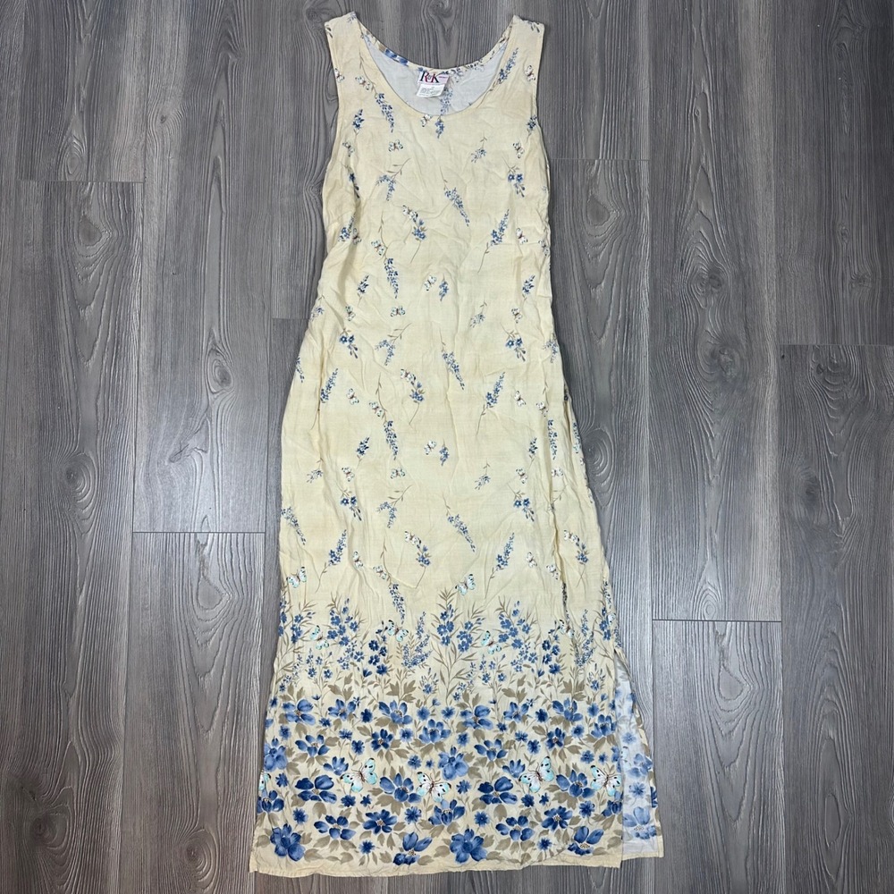 Vintage‎ 90s R&K Orginals Cream Midi Dress w/ Butterfly & Floral Print - SIZE 12